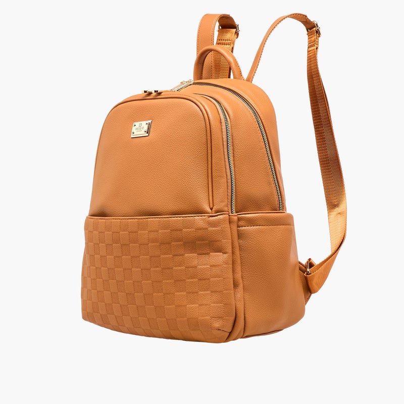 Bessie London Embossed Backpack with Adjustable Shoulder Straps and Zip Closure - 29x37x19 cms - Image 3